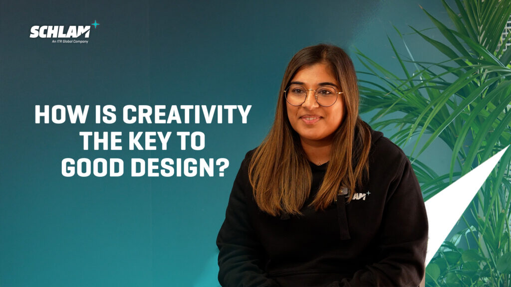 Schlam Engineering Draftsperson Krishma Gadhia discussing creative mining equipment design in an interview video thumbnail. Text in thumbnail reads "How is creativity the key to good design?"