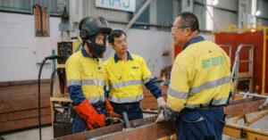 Schlam manufacturing team applying Lean Manufacturing principles to improve safety, efficiency and continuous improvement in the workshop.